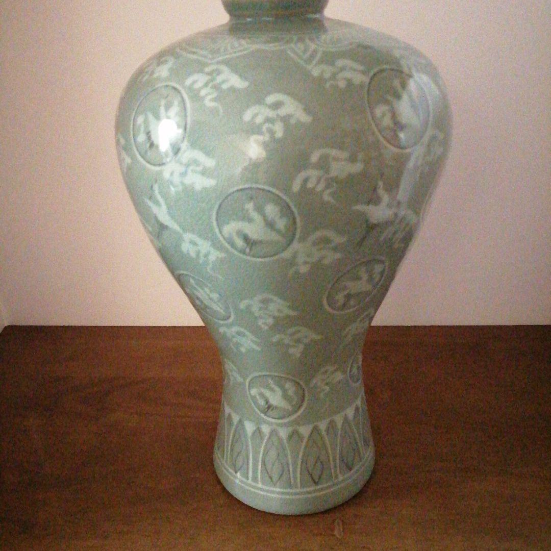 超美品！高麗青磁　壺　花器　桐箱入り