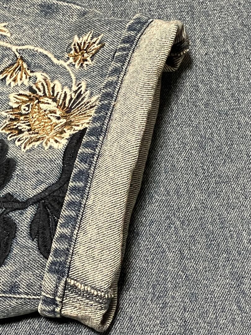 CLANE クラネ 花柄　刺繍　デニムパンツ