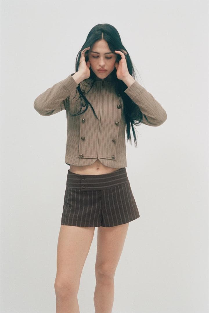 新品 ZARA ストライプ柄フィットブレザー L ナポレオン