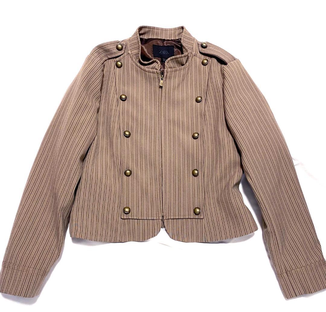 新品 ZARA ストライプ柄フィットブレザー L ナポレオン