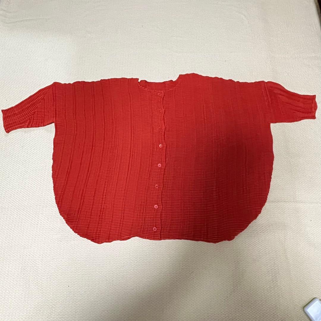 PLEATSPLEASE イッセイミヤケ カーディガン　オレンジブラウン　2