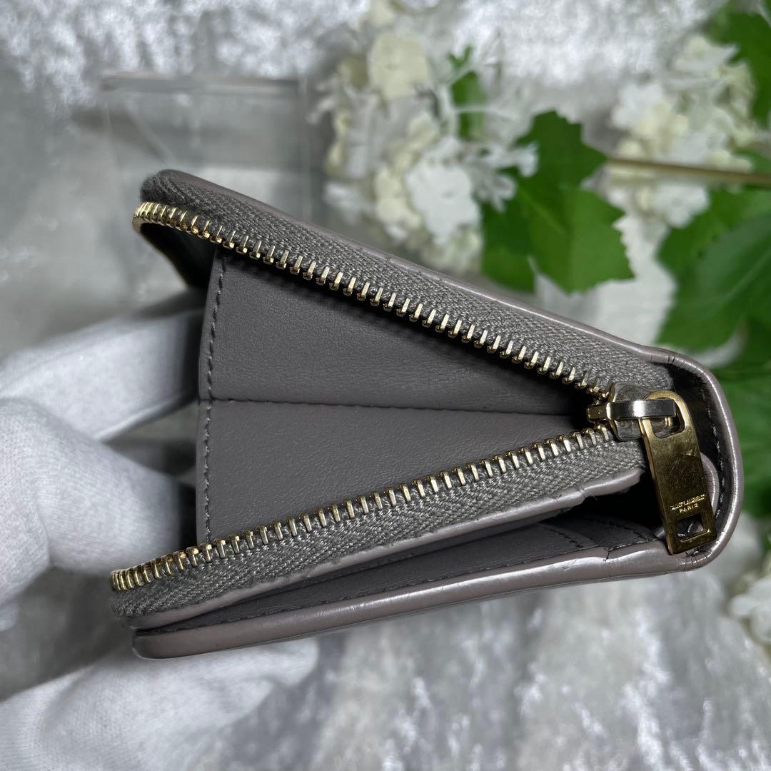 サンローラン 二つ折り財布 ラウンドジップ カサンドラ グレー YSL