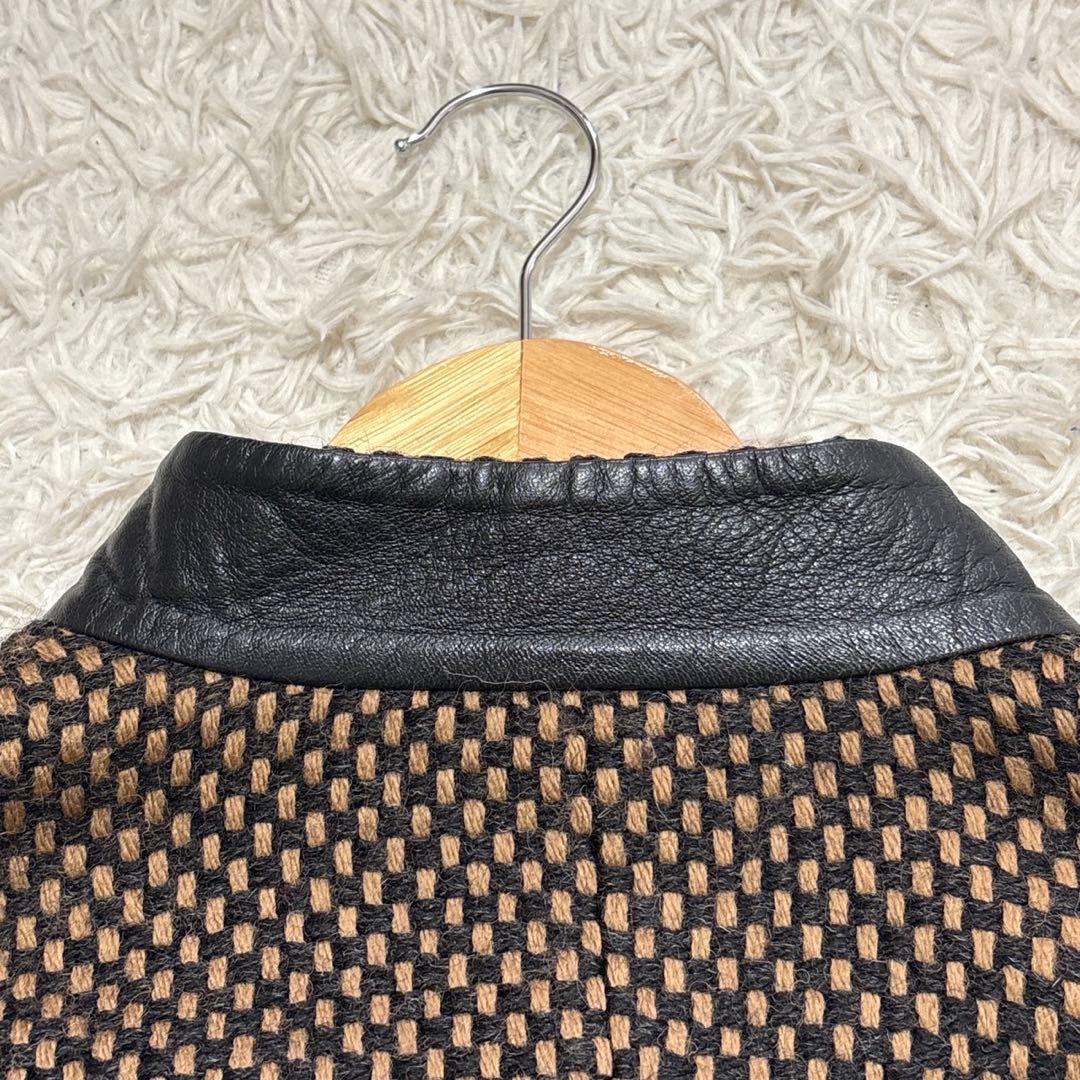 MAX MARA マックスマーラ テーラードジャケット　レザー切替 白タグ