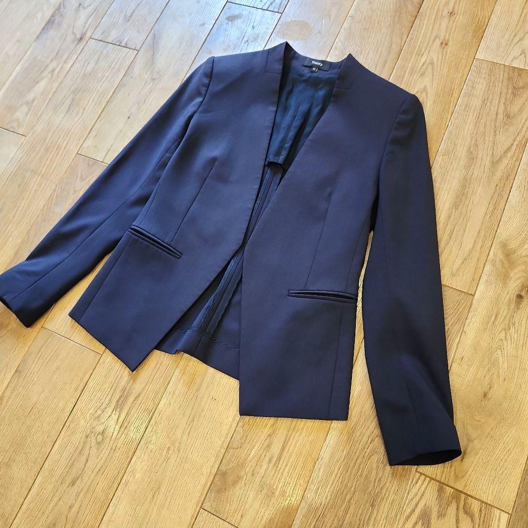 theory セオリー ノーカラージャケット ネイビー　サイズ00