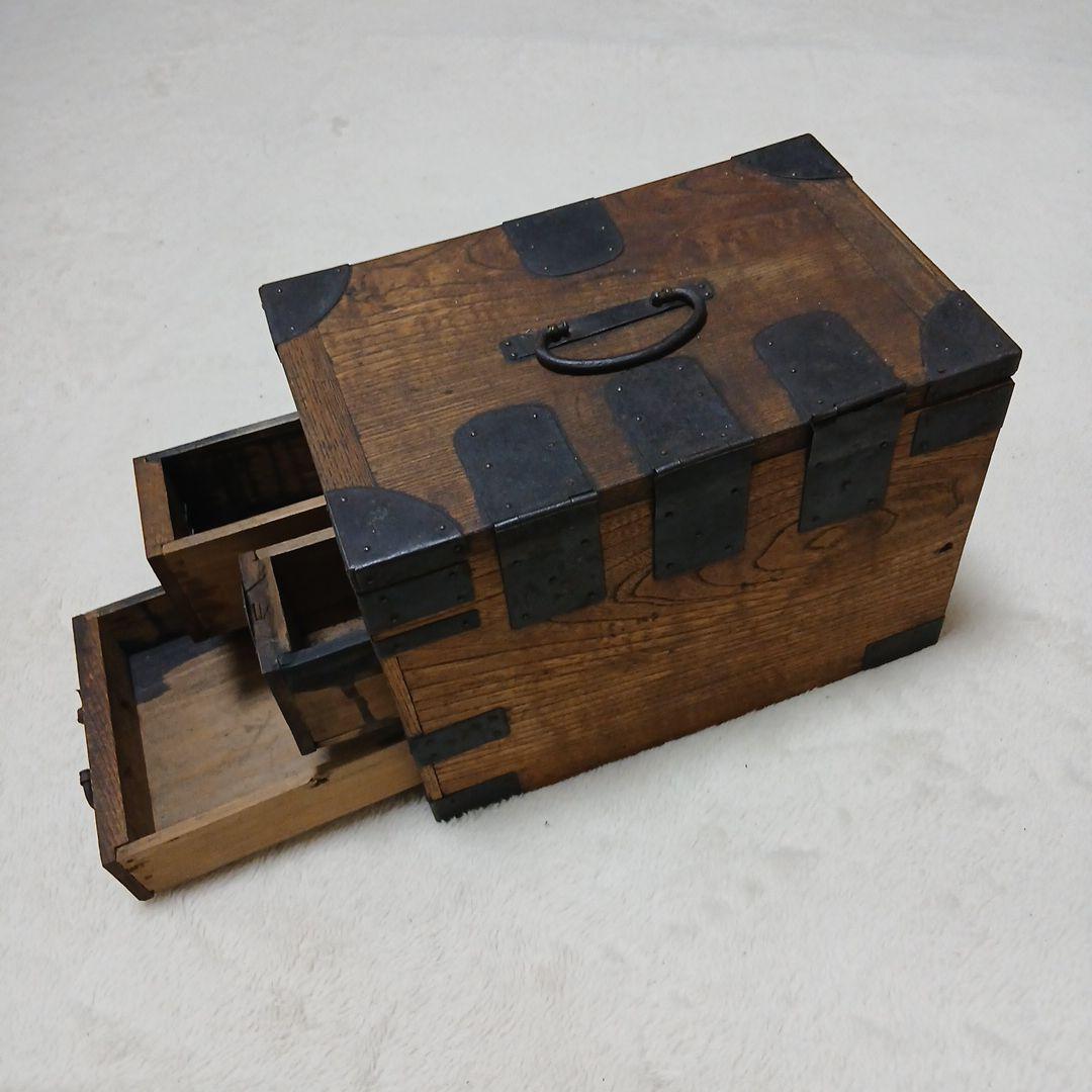 【K】アンティーク木製収納ボックス