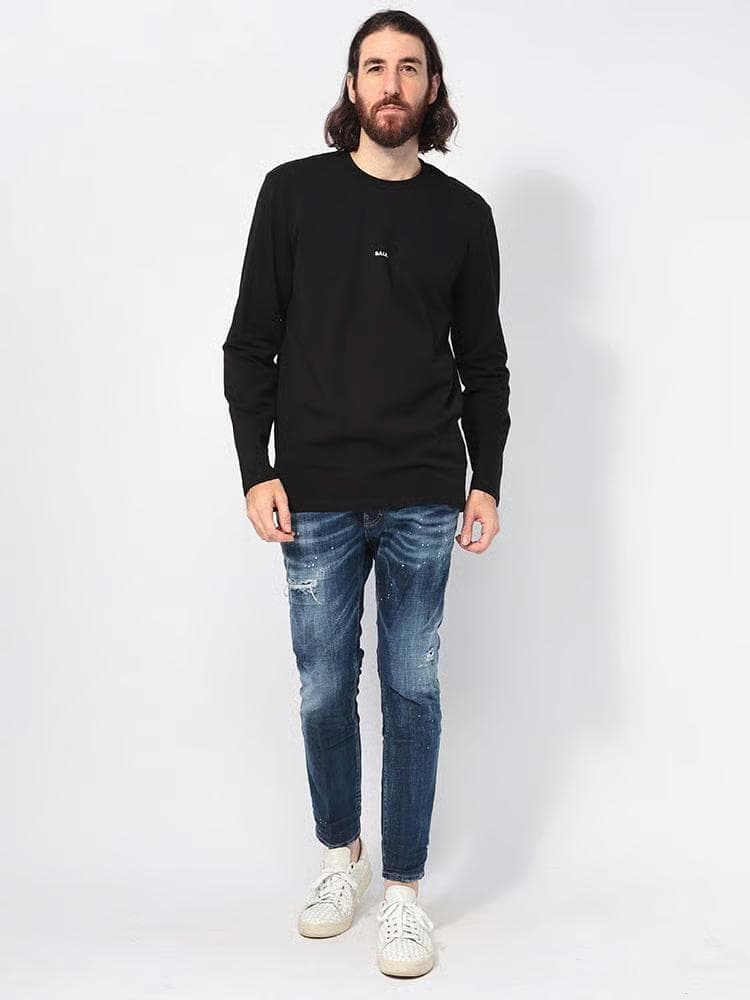 BALR. ボーラー ミニロゴ クルーネック 長袖 Tシャツ メンズ　L　黒