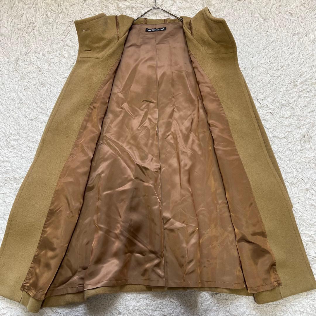 ヴィヴィアンタム アンゴラ混 マオカラー チャイナボタン ロングコート フード