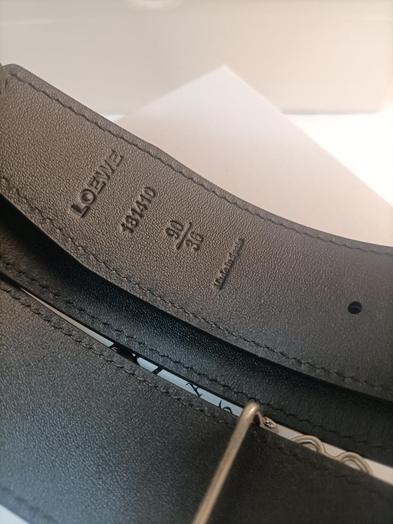 【ブラック】ロエベ LOEWE ベルト 黒 メンズ シルバー金具　長美品