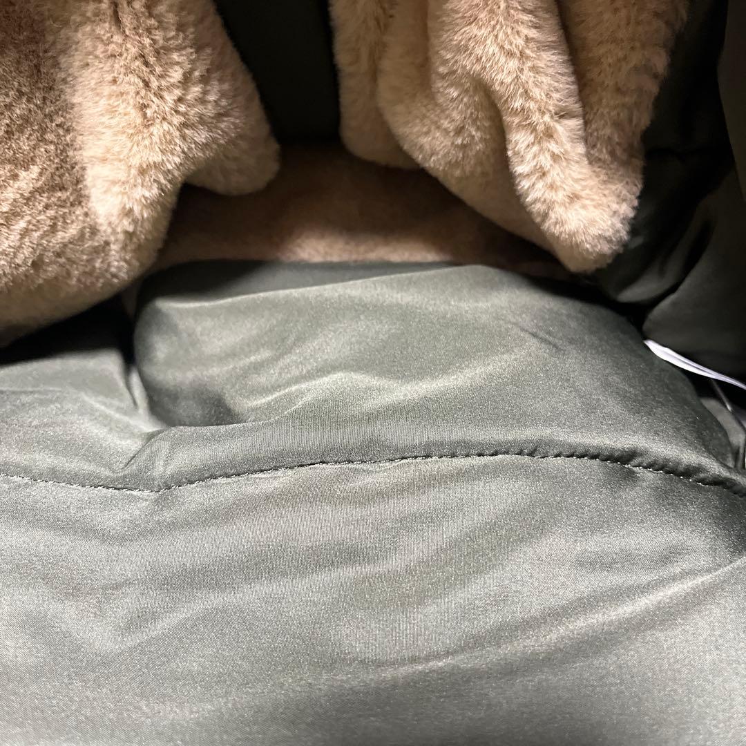 ZARA カーキ　ファー付きモッズコートダウンコート