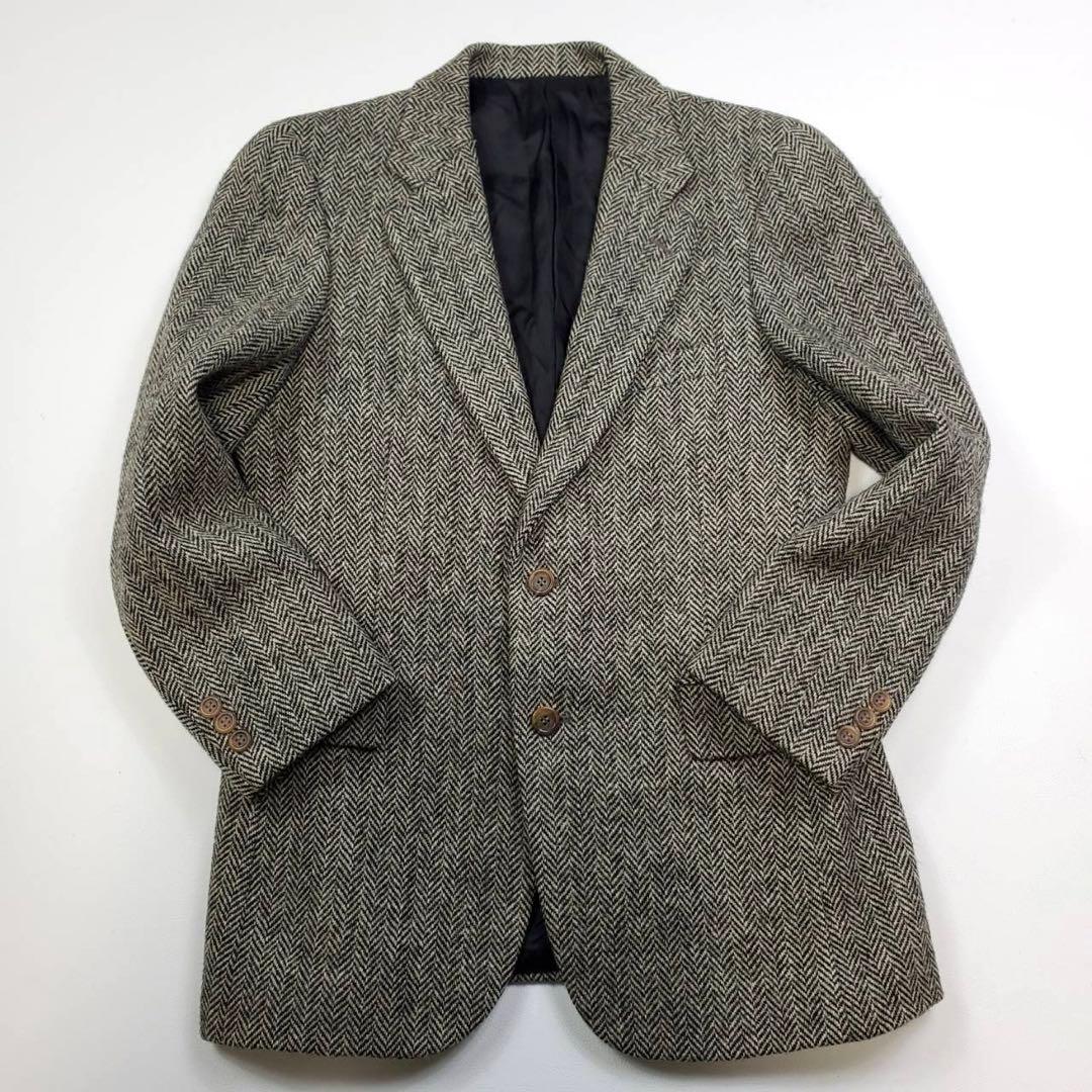 Harris Tweed テーラードジャケット ヘリンボーン グレー 高級生地