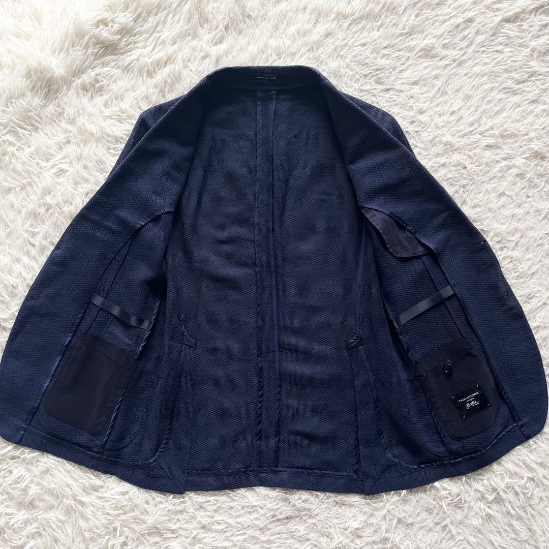 <良品>TAGLIATORE コットンリネン ネイビー ジャケット サイズ46