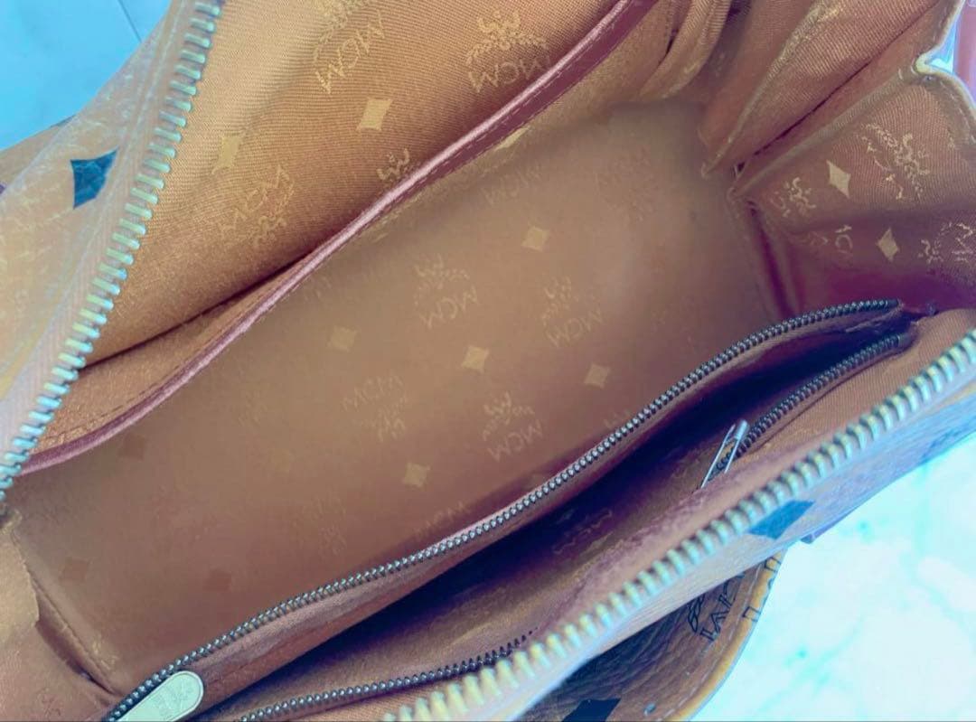 MCM ボストンバッグ ブラウン ロゴプリント