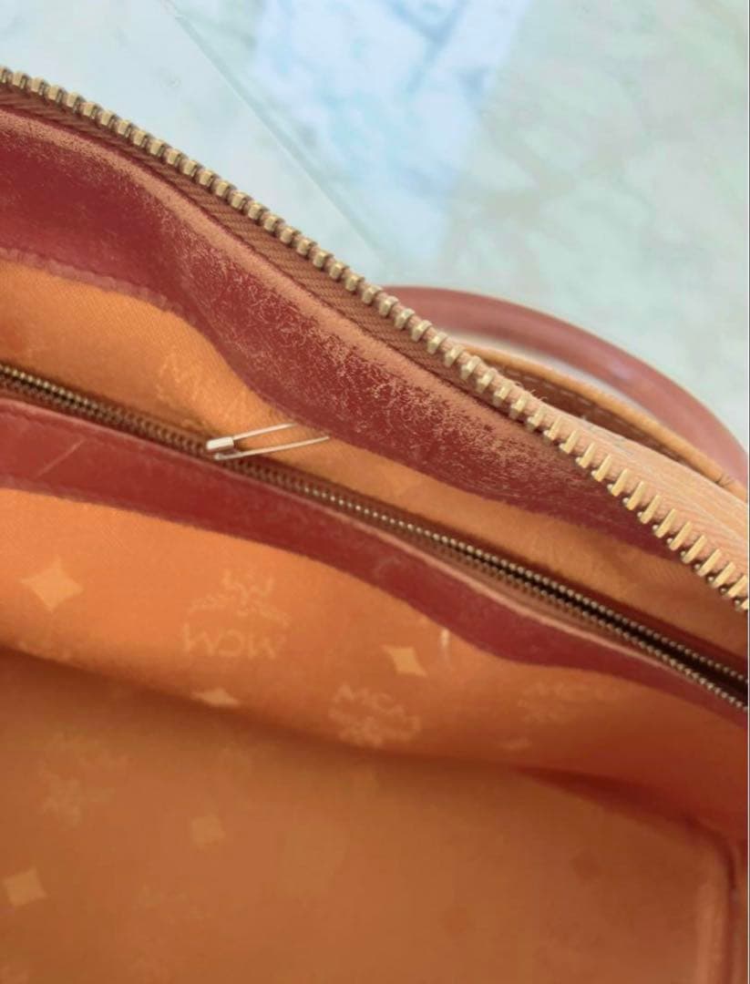 MCM ボストンバッグ ブラウン ロゴプリント