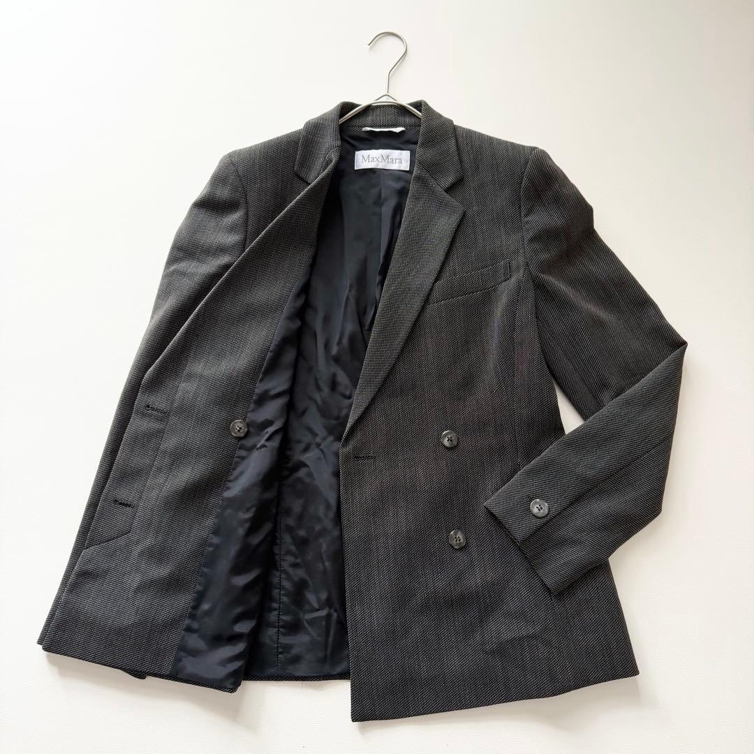 美品✨Max Mara 白タグ 比翼 ダブル テーラードジャケット グレー