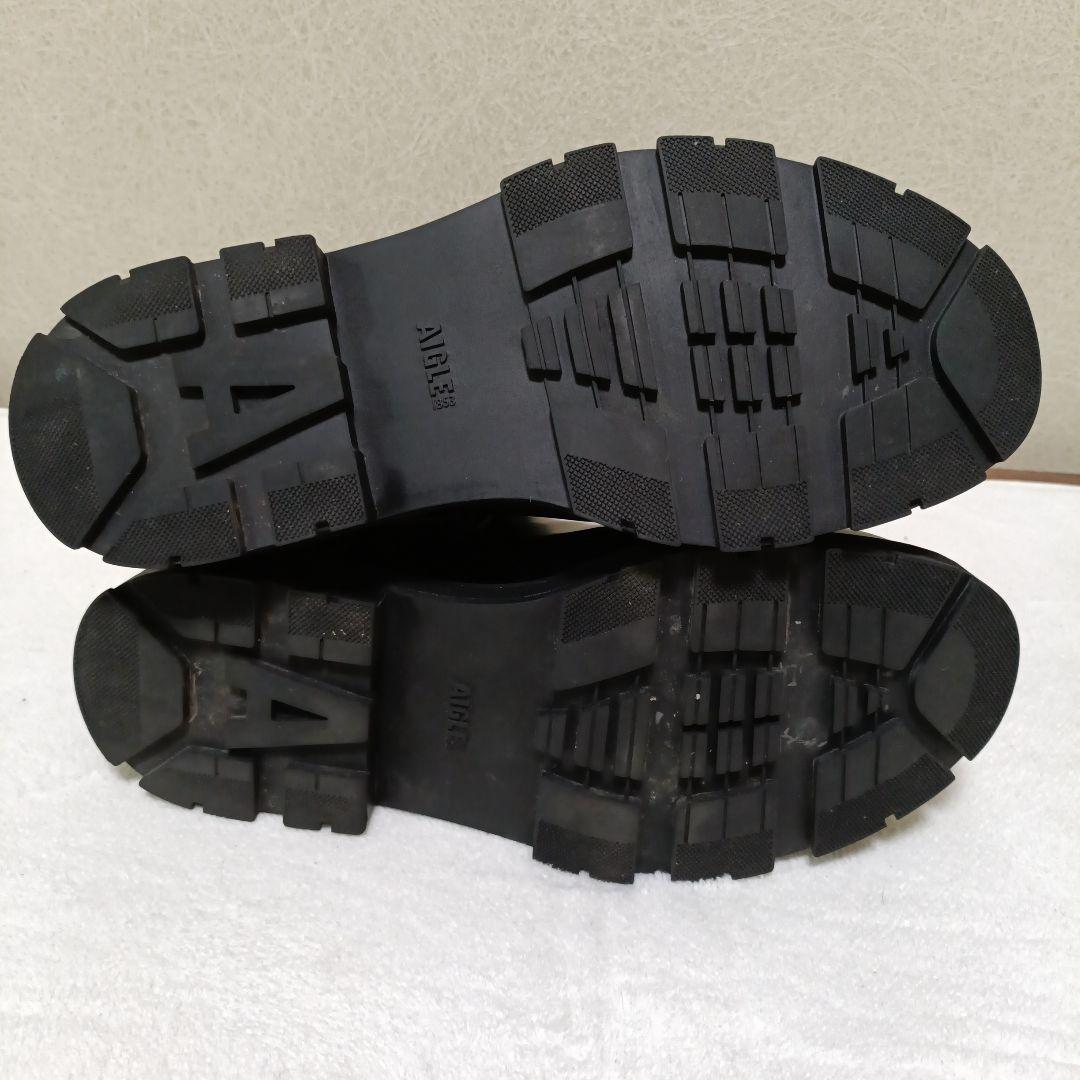AIGLE ブラック サイドゴア 長靴　24.5cm