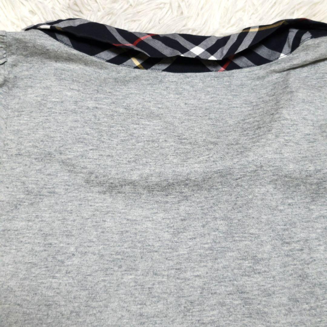 【匿名配送】BURBERRY　半袖ロゴカットソー　ノバチェック　グレー　M