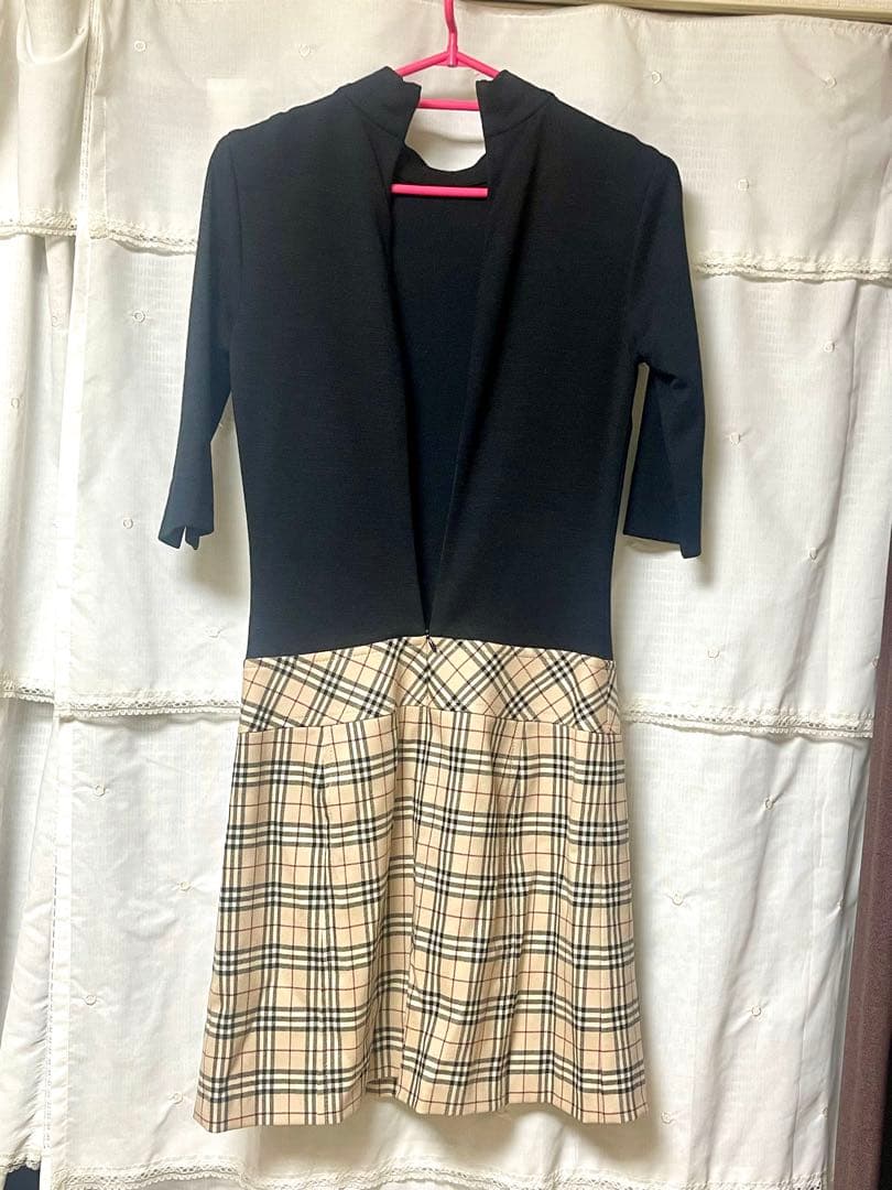 美品 バーバリー ブルーレーベル ドッキング ワンピ ホースロゴ　ノバチェック