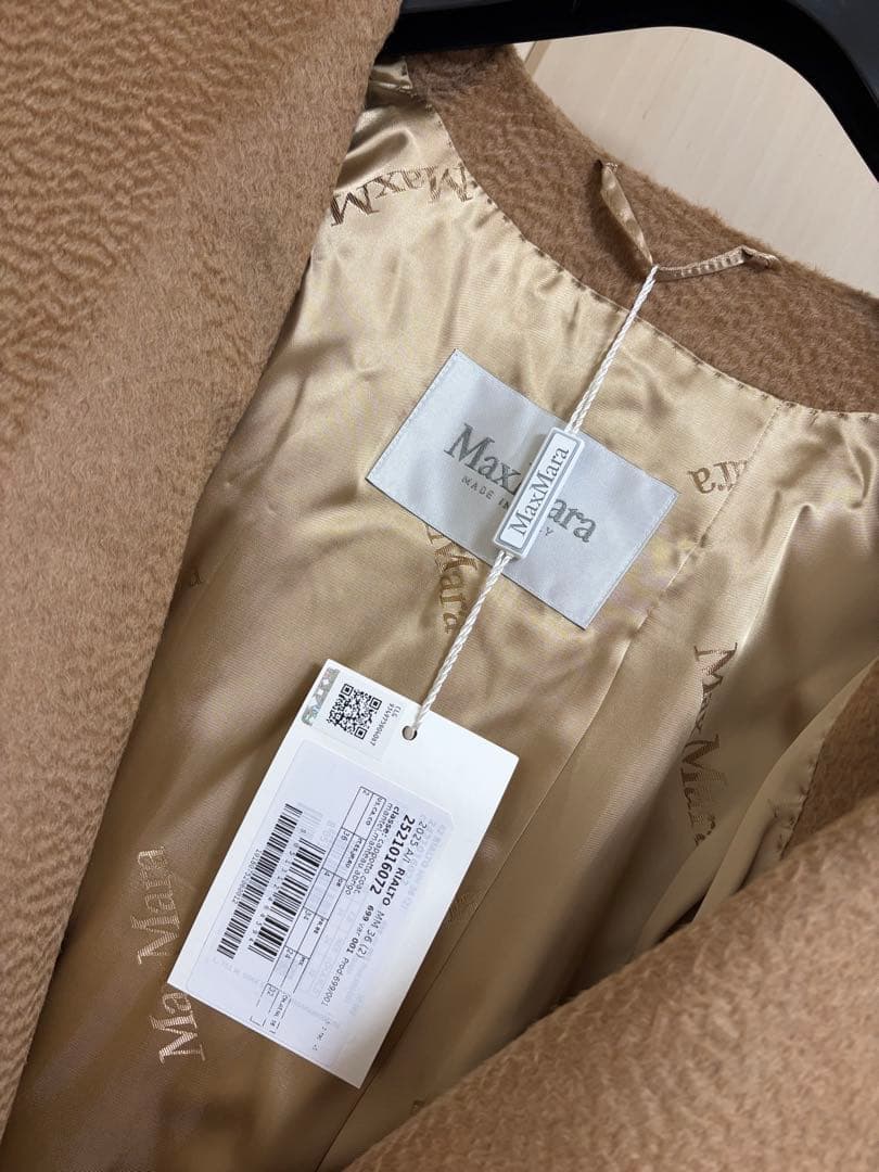 【新品タグ付き】MaxMara ピュアキャメル マニュエラ フーディッドコート