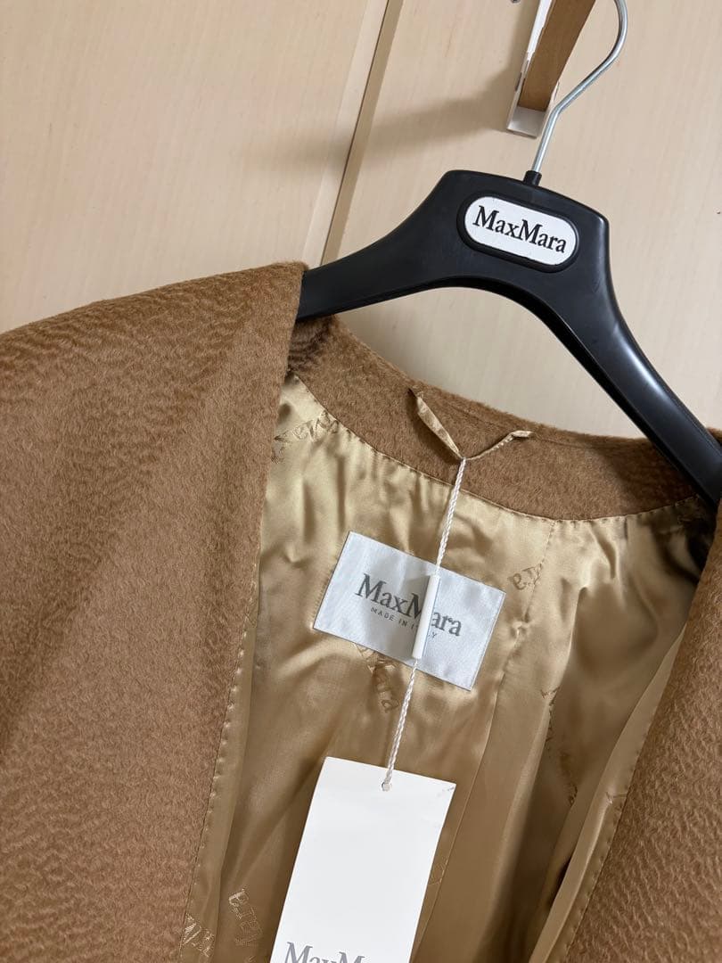 【新品タグ付き】MaxMara ピュアキャメル マニュエラ フーディッドコート