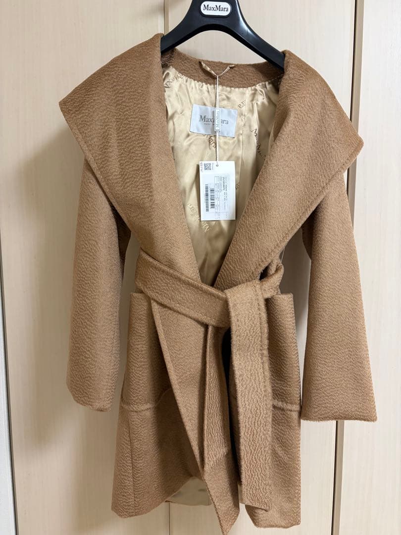 【新品タグ付き】MaxMara ピュアキャメル マニュエラ フーディッドコート
