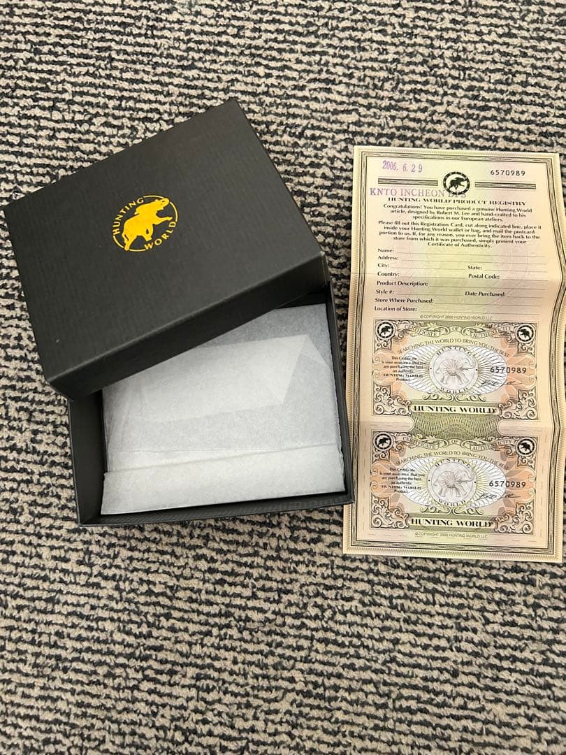 値下げ【未使用/箱・保証書付】HUNTING WORLD 三つ折り財布 イエロー