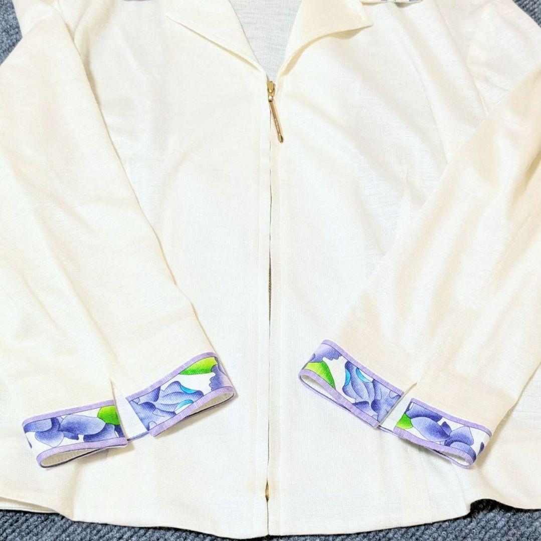 LEONARD レオナール ジャケット トリム リネン L