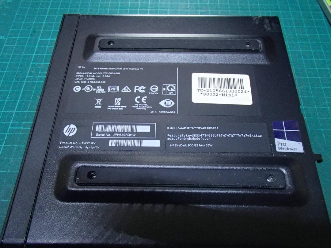 ミニPC HP EliteDesk 800 35W G2 Mini PC