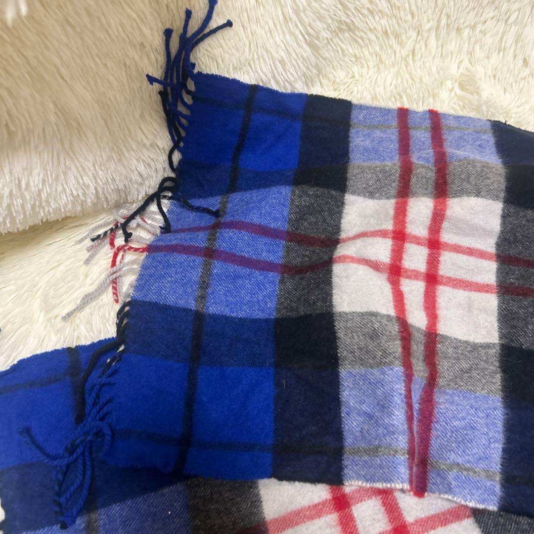 美品 ジョンストンズ カシミヤ100％ 中判　マクファデンブルー チェック