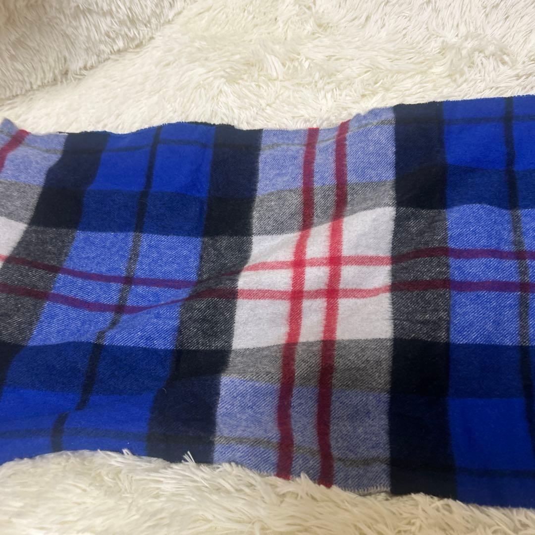 美品 ジョンストンズ カシミヤ100％ 中判　マクファデンブルー チェック