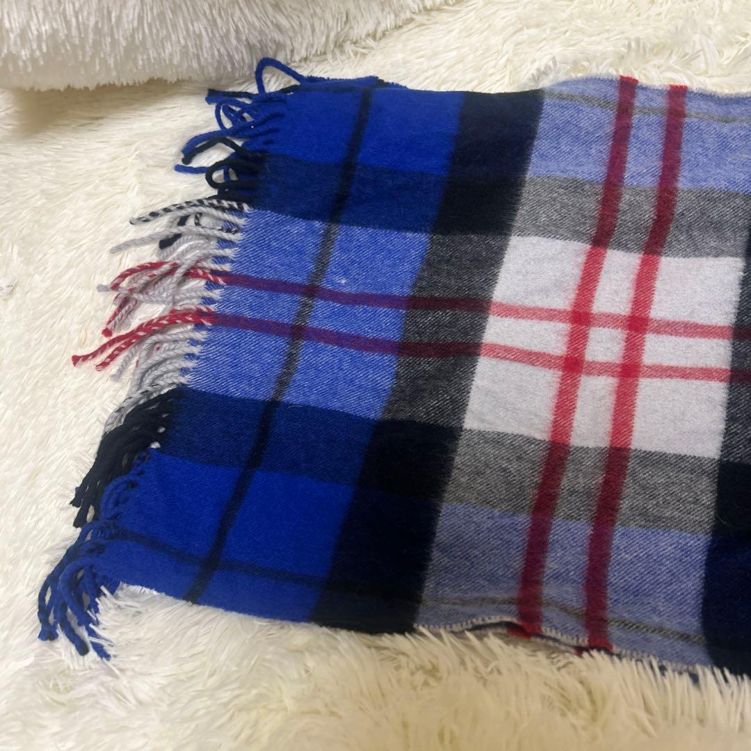 美品 ジョンストンズ カシミヤ100％ 中判　マクファデンブルー チェック