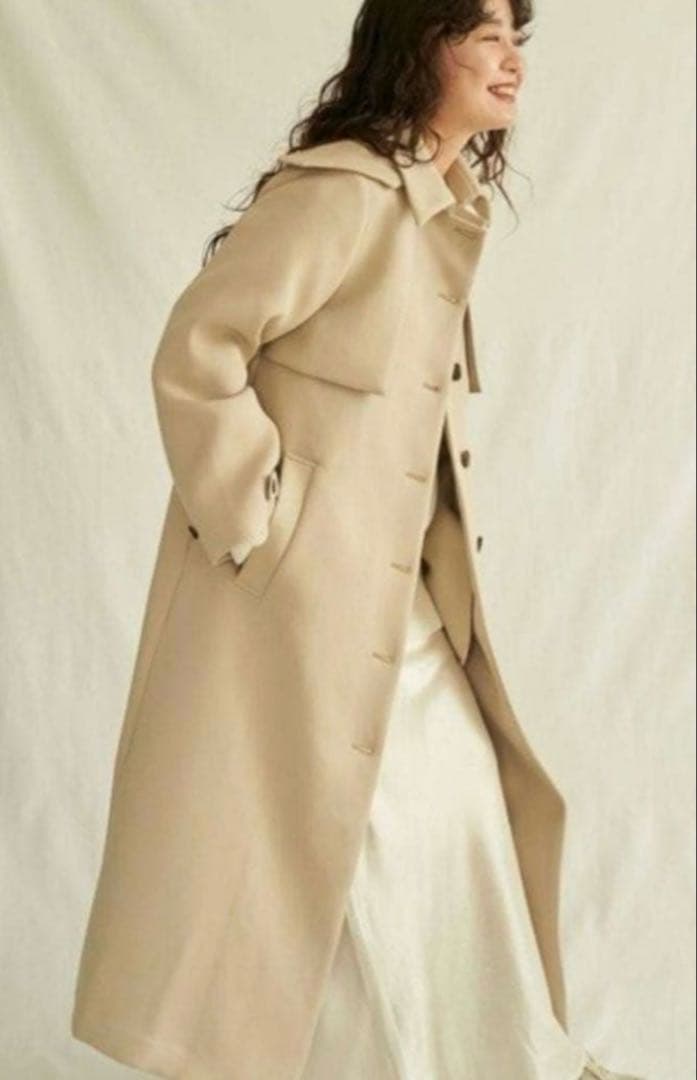 人気　enof air long coat ロングコート　ベージュ　マキシ丈