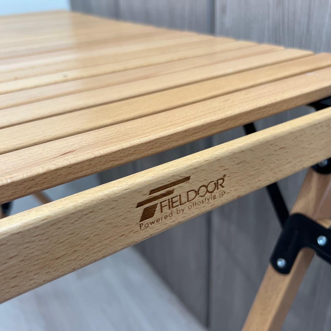 FIELDOOR ウッドロールトップ キッチンテーブル　アウトドア　折りたたみ