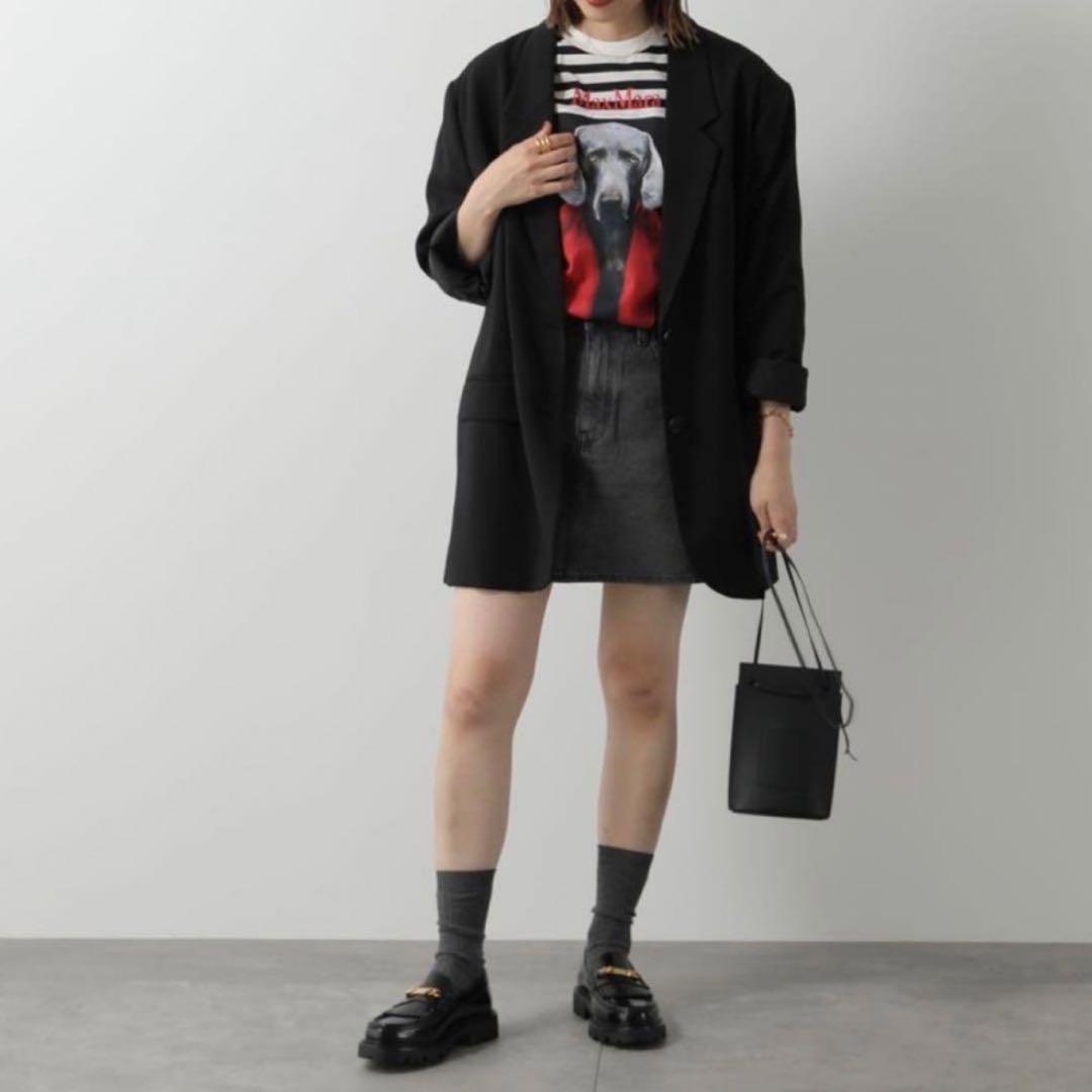 美品MaxMara　ROSSO　TシャツドッグXS　VANIGLIA黒白ボーダー