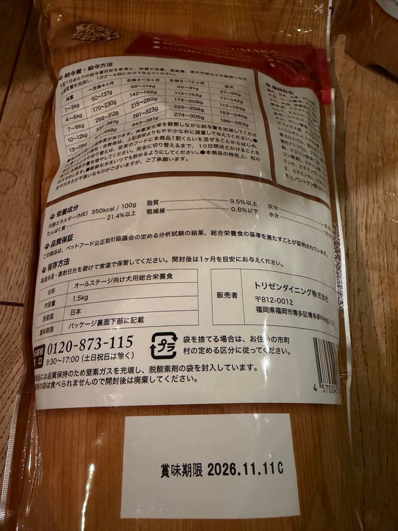 うまか ドライフード 1.5kg 2個セット 未開封