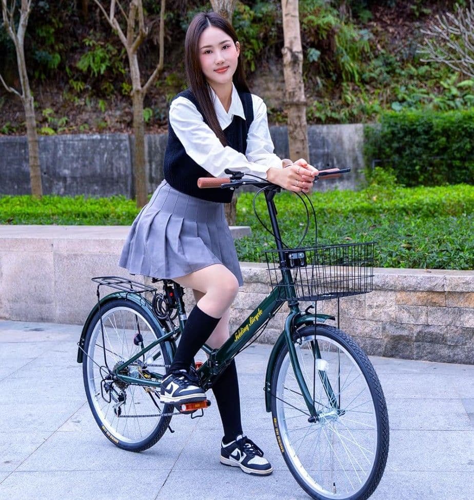 新品未使用☆折りたたみ自転車☆20インチ 軽量シマノ６段変速☆オリーブ色☆送料込
