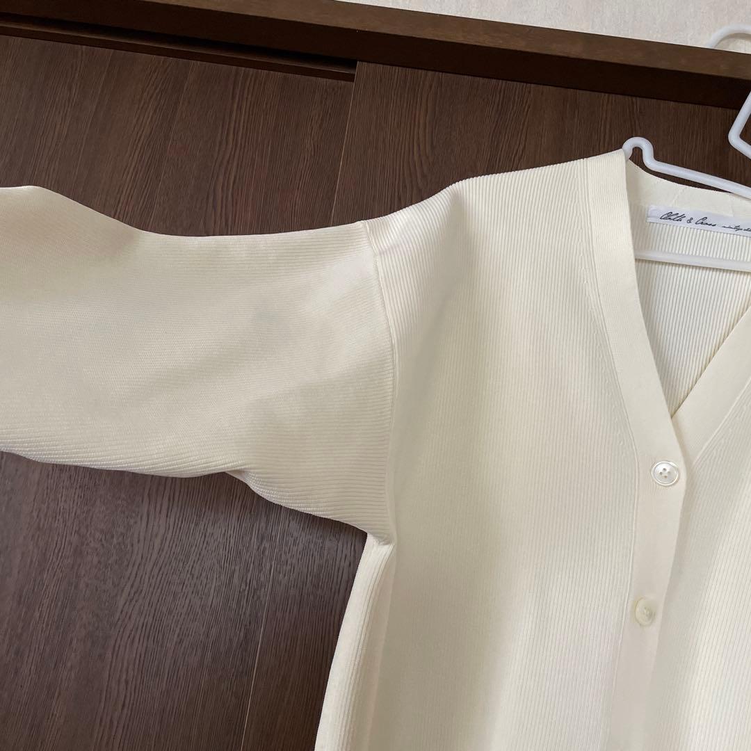 ハグオーワー クロス&クロスＶネック畦編みニットガーデ美品