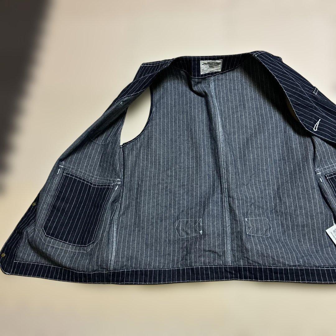 ウォバッシュ　デニム　アメカジ　XL ベスト　ミリタリー　ストライプ　瞬間セール