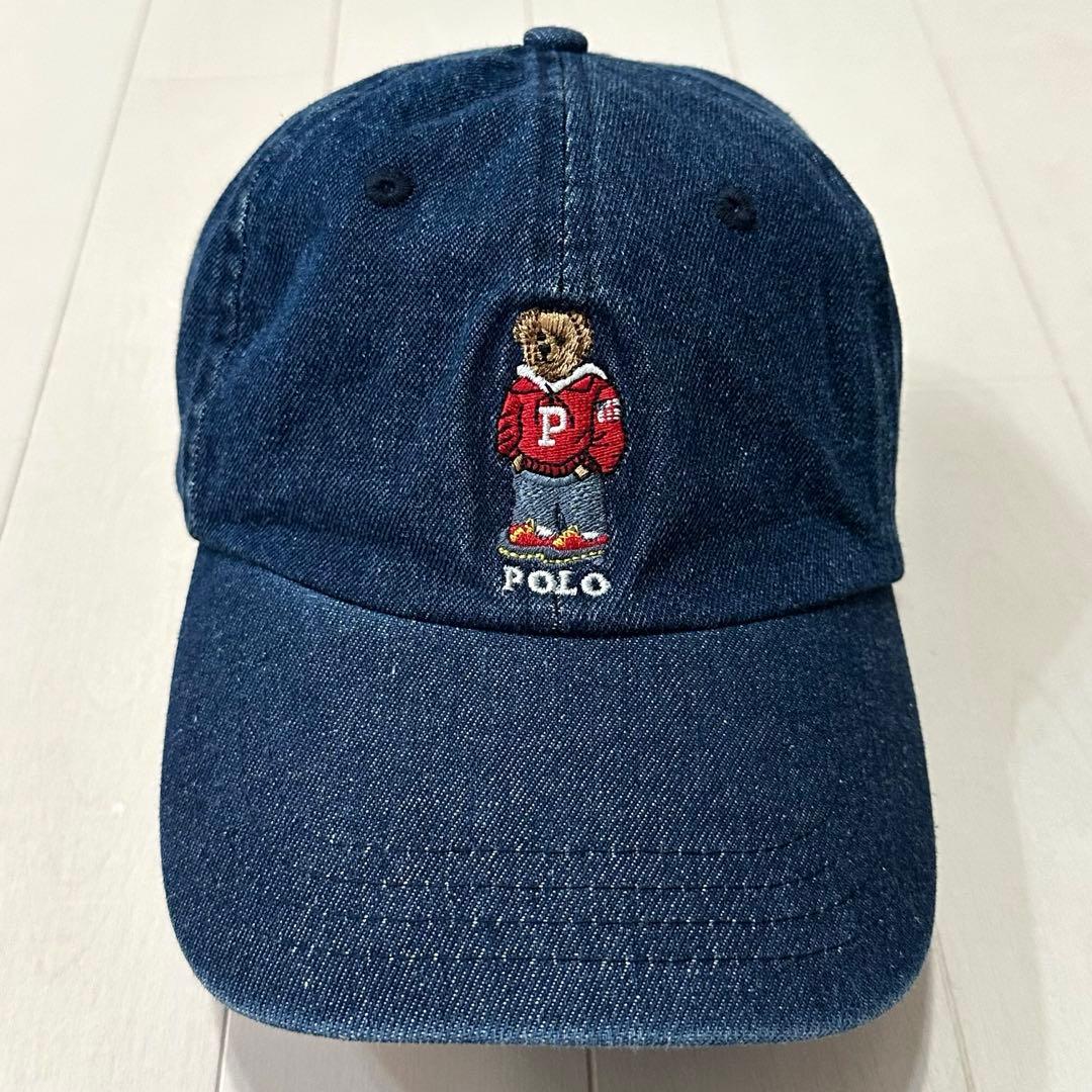 美品 Polo Ralph Laurenラルフローレン ポロベア デニムキャップ