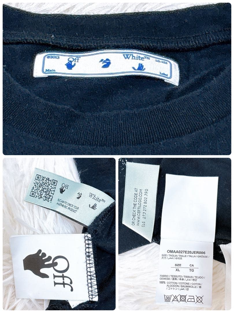 スプレーペイント　オフホワイト　Tシャツ　ティーシャツ　メンズ　XL ブラック