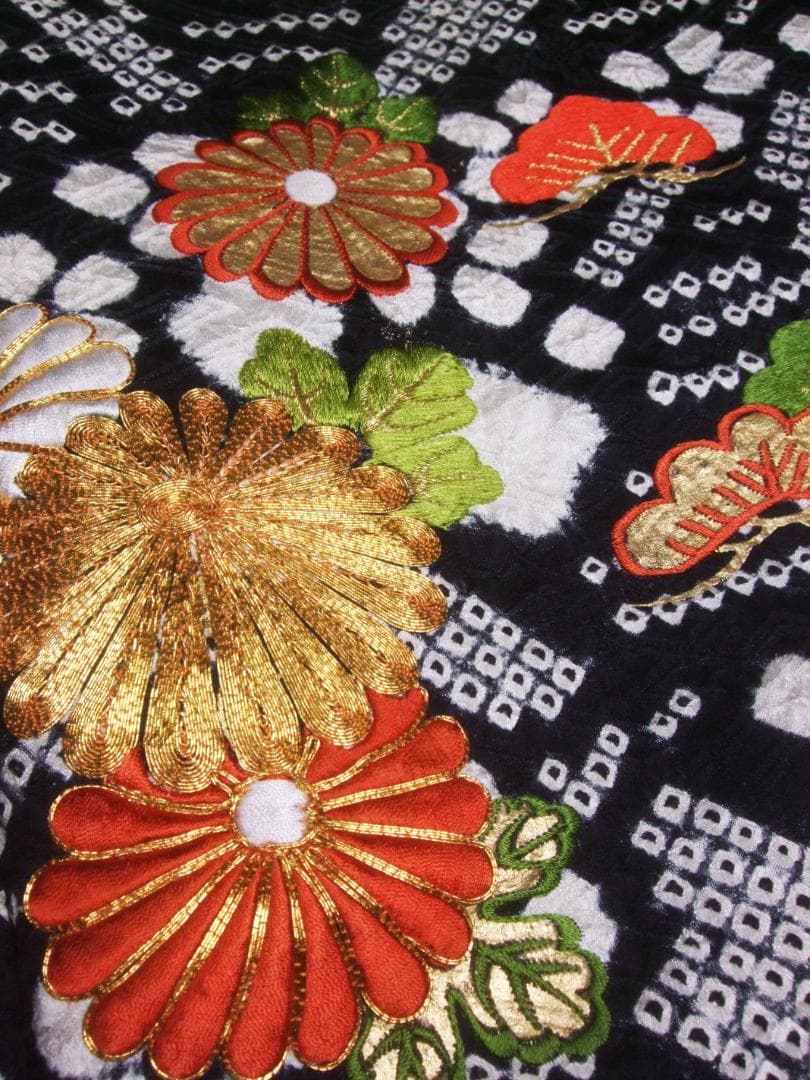 総絞り染め/本絞り染め/金駒刺繍/金彩 振袖フルセット 手絞り ｍ78　成人式