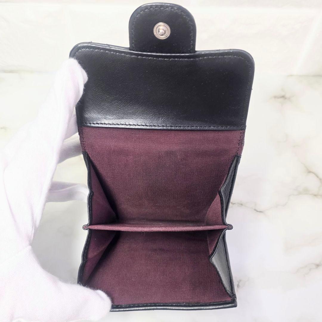 CHANEL マトラッセ ラムスキン Wホック財布 ココマーク 黒 ボルドー