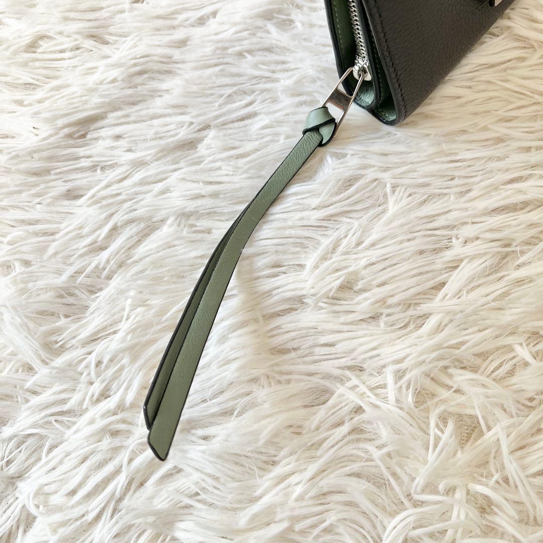 美品✨LOEWEロエベ　バーティカルウォレット　グレー　レザー　アナグラム