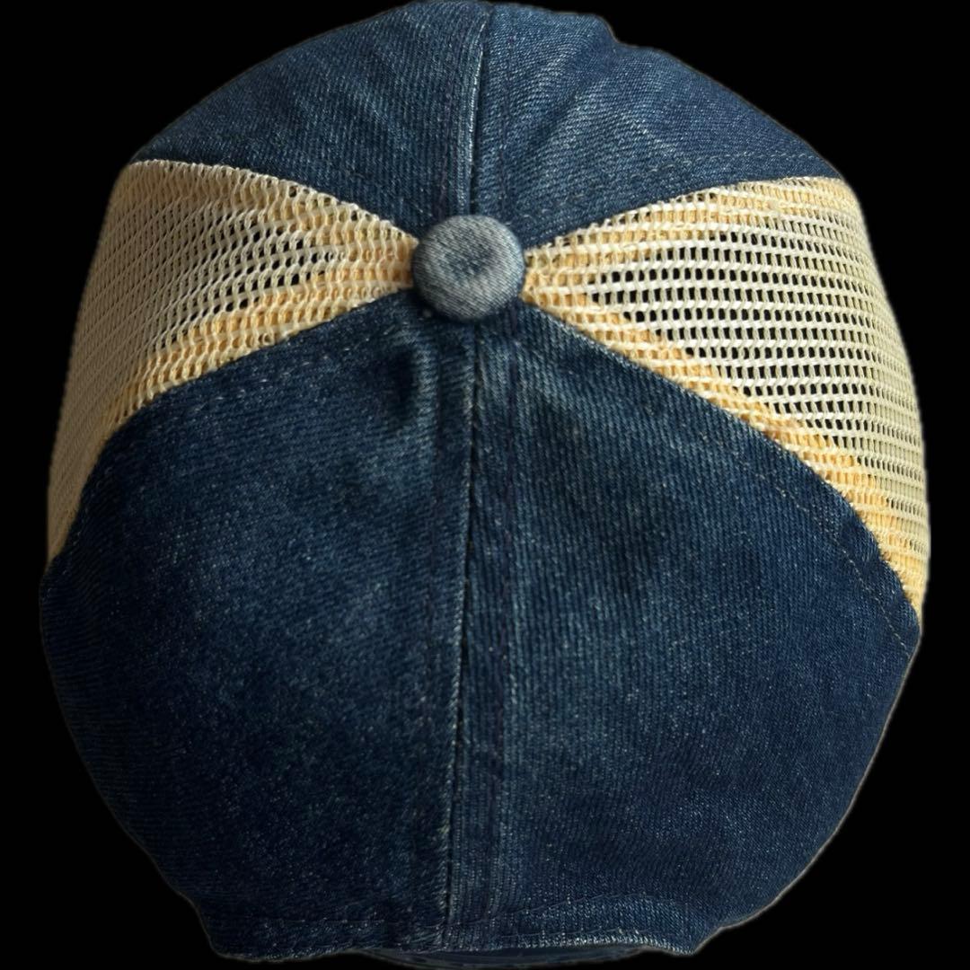 “刺繍ロゴ” old stussy 6パネルキャップ DENIM MESH