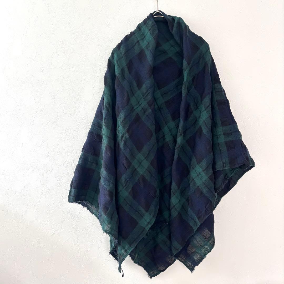 【極美品 今期完売モデル】大判 Checked ガーゼストール ブラックウォッチ