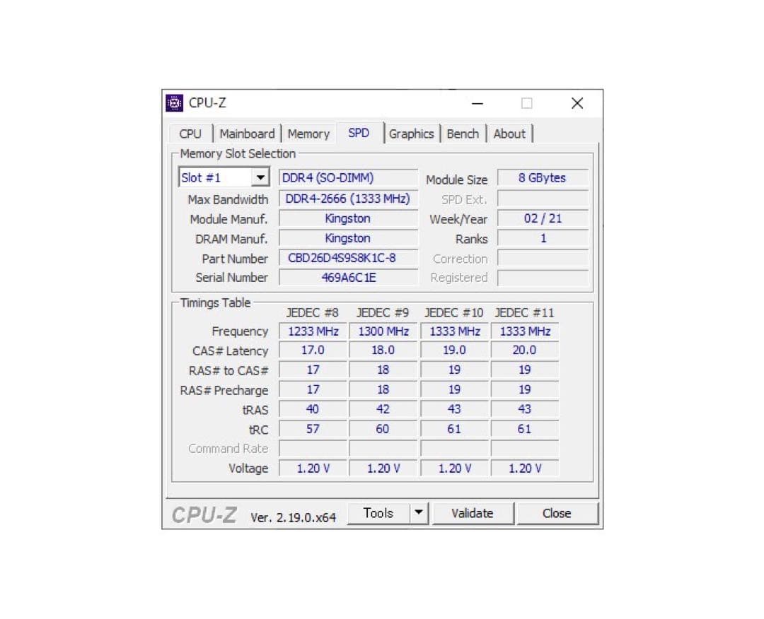Kingston DDR4 SODIMM 16GB 2666MHz 動作確認済