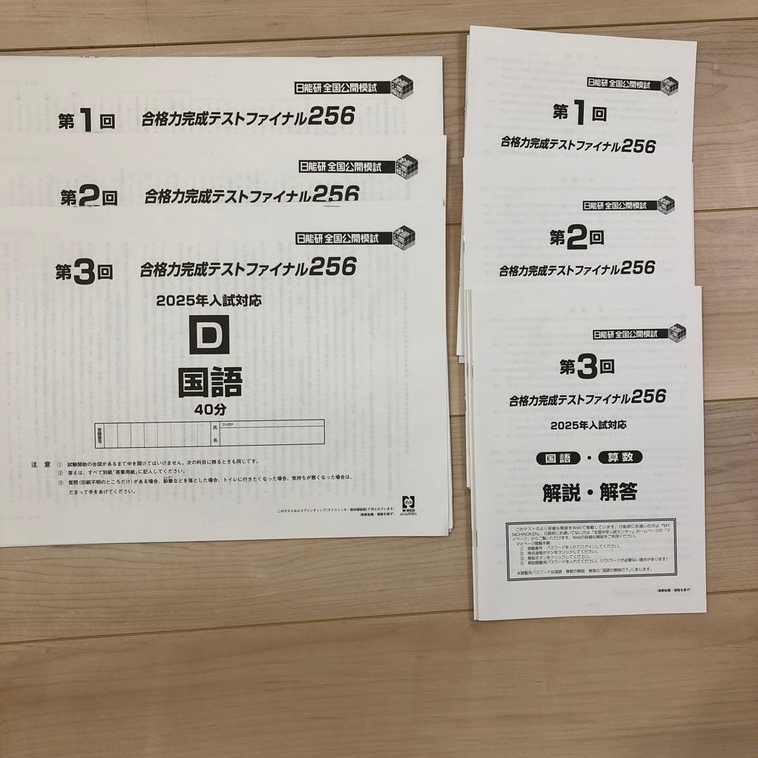 2024年度 日能研6年生 全国公開模試+合格力完成テスト ファイナル256