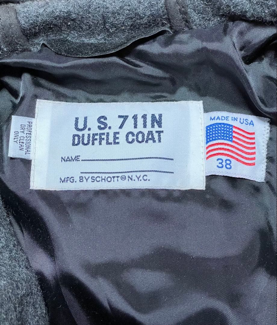 【美品】SCHOTT U.S. 711N DUFFLE COATサイズ38