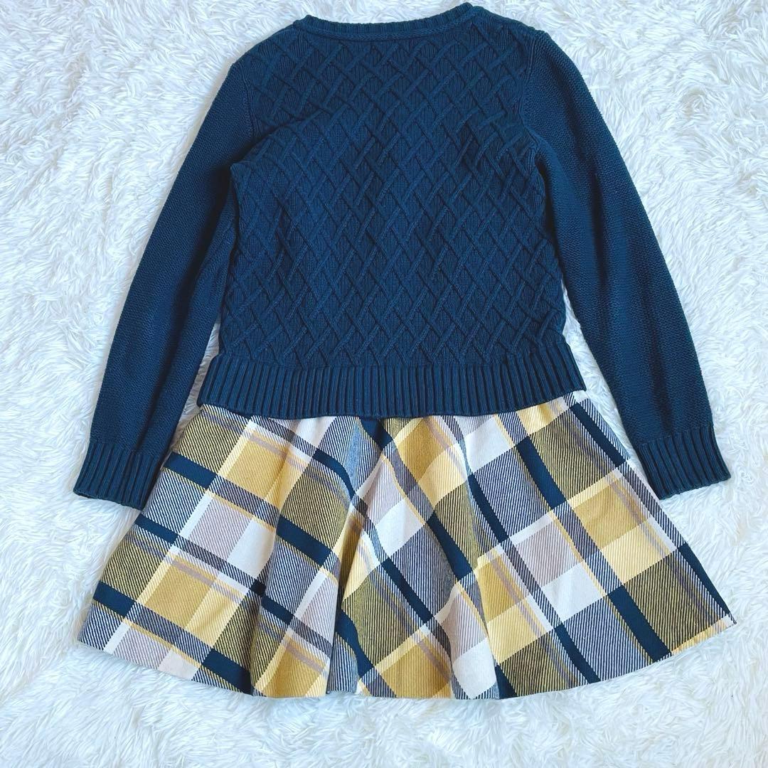 BURBERRY BLUE LABEL ニット切替ワンピース 38 チェック