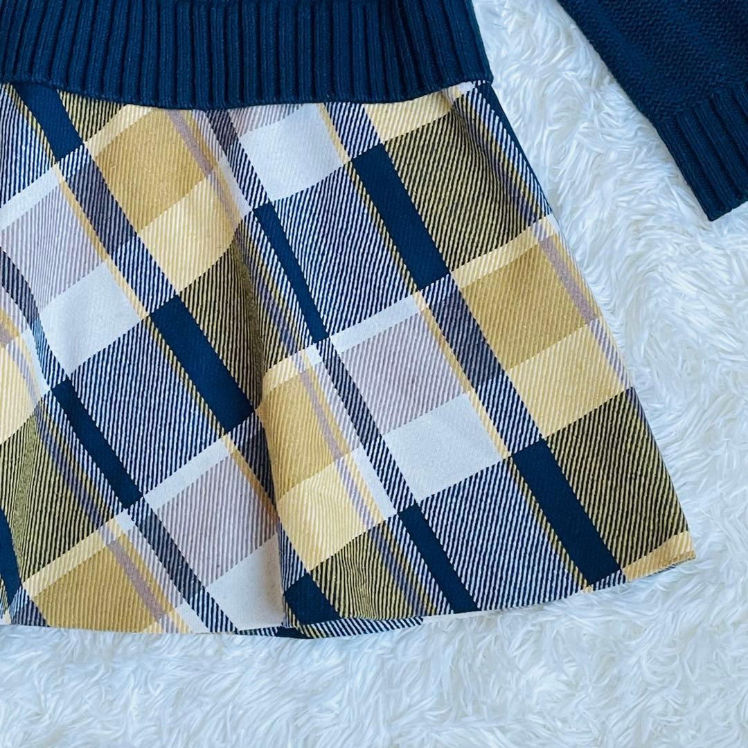 BURBERRY BLUE LABEL ニット切替ワンピース 38 チェック