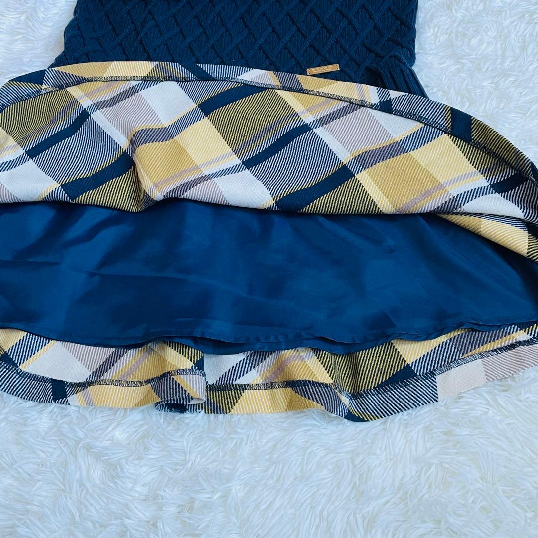 BURBERRY BLUE LABEL ニット切替ワンピース 38 チェック